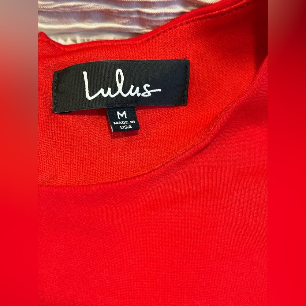 Lulu's Sheer Factor Red Skater Dress, Size M, EUC, Formal Holiday Party Dress - Picture 5 of 9